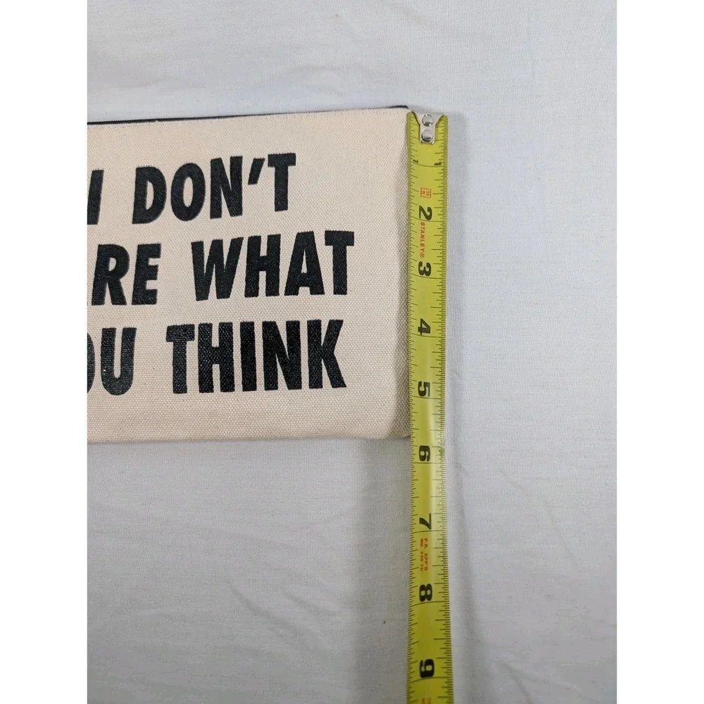 Pamela Barsky Beige Black Canvas Pouch Zipper